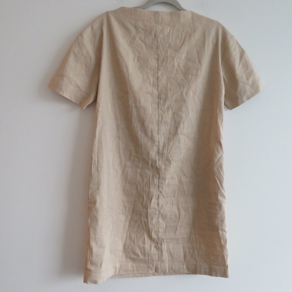 THEORY Organic Crunch Linen Belted Shift Dress Light Wheat - Size 00 - Picture 9 of 16